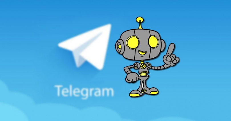 Logotipo de Telegram con fondo azul y robot
