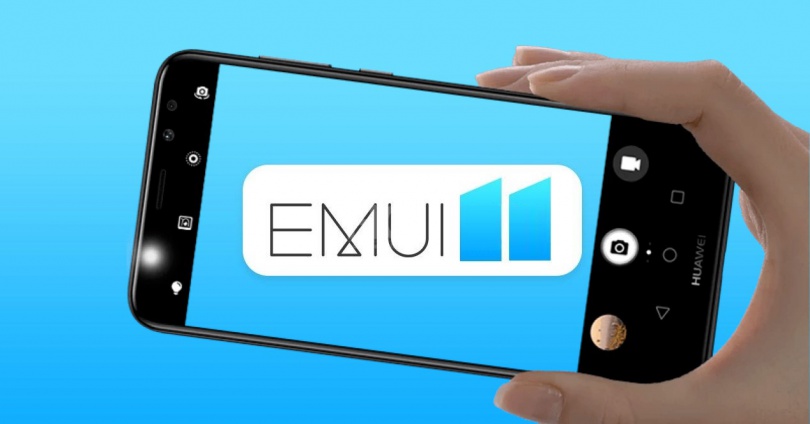 movil huawei y logo de emui 11